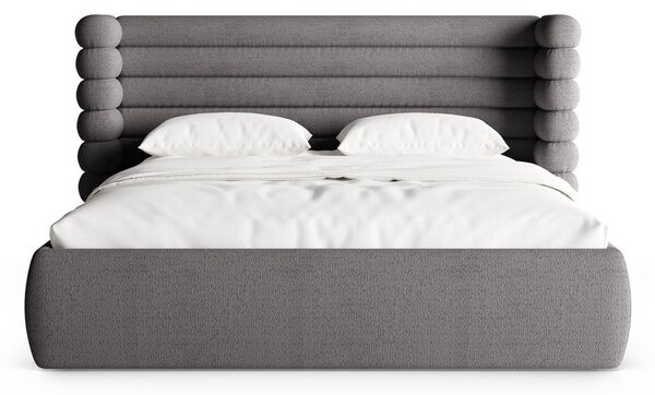 Tmavosivá čalúnená dvojlôžková posteľ s úložným priestorom s roštom 180x200 cm Mount – Micadoni