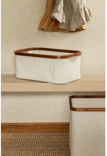 Krémový látkový úložný box 38x26x16 cm Bamboo/Linen – Bigso