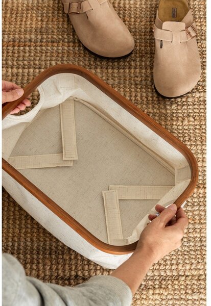 Krémový látkový úložný box 38x26x16 cm Bamboo/Linen – Bigso
