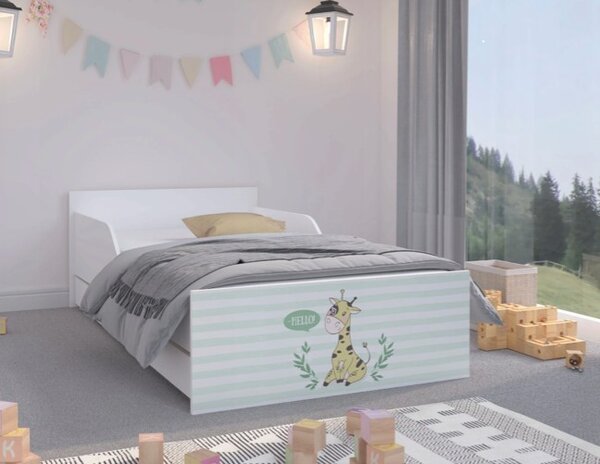 Rozprávková detská posteľ so žirafou 160 x 80 cm Biela