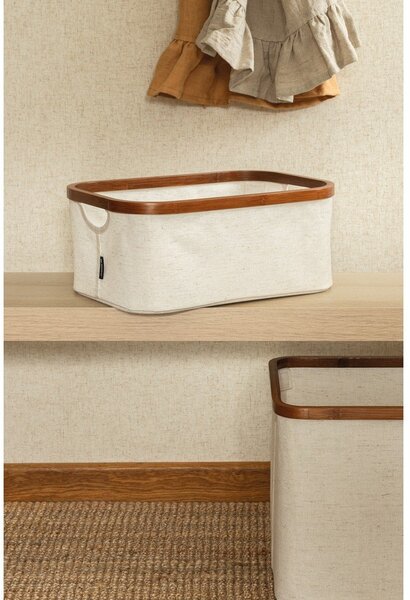 Krémový látkový úložný box 38x26x16 cm Bamboo/Linen – Bigso