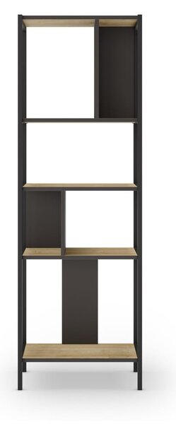Knižnica v dekore duba v čierno-prírodnej farbe 58x175 cm Alabama – Marckeric