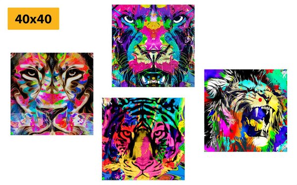 Set obrazov zvieratá v pop art štýle