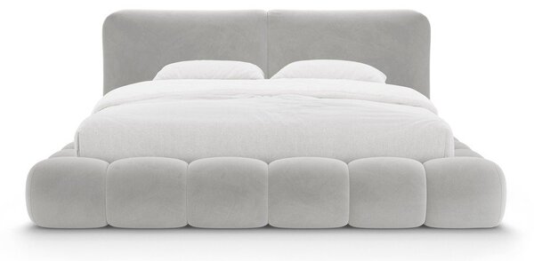 Sivá čalúnená dvojlôžková posteľ s úložným priestorom s roštom 160x200 cm Solange – Micadoni