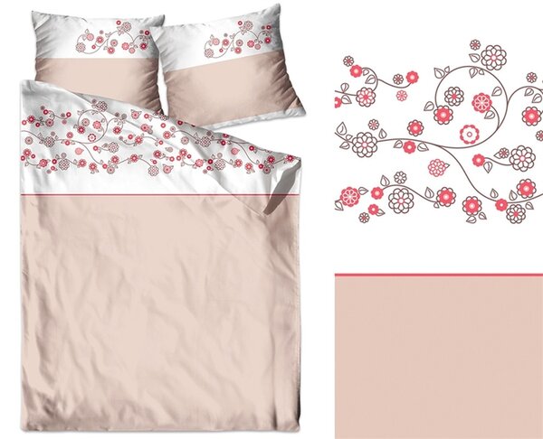 Bavlnené posteľné obliečky v púdrovo ružovej farbe Ružová