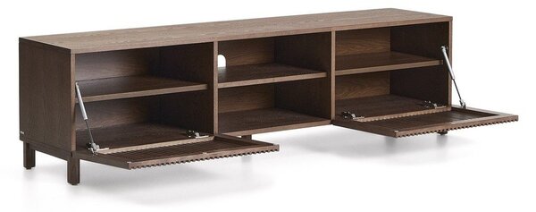 Tmavohnedý TV stolík v dekore orecha 180x49,5x42,5 cm Beyla – Kave Home