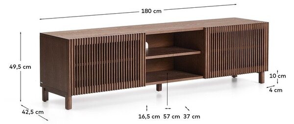 Tmavohnedý TV stolík v dekore orecha 180x49,5x42,5 cm Beyla – Kave Home
