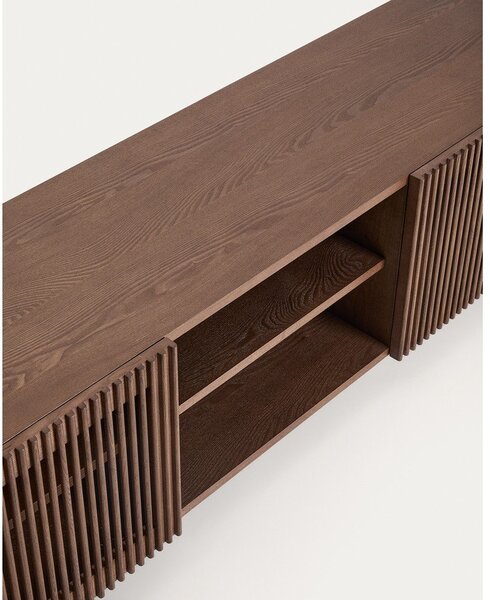 Tmavohnedý TV stolík v dekore orecha 180x49,5x42,5 cm Beyla – Kave Home