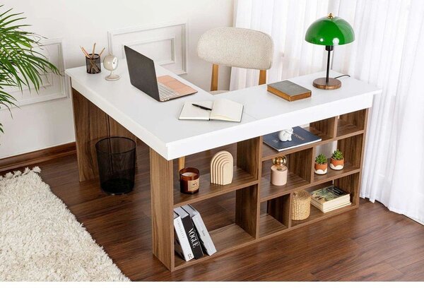 Pracovný stôl v dekore orecha 120x130 cm Vesper – Kalune Design