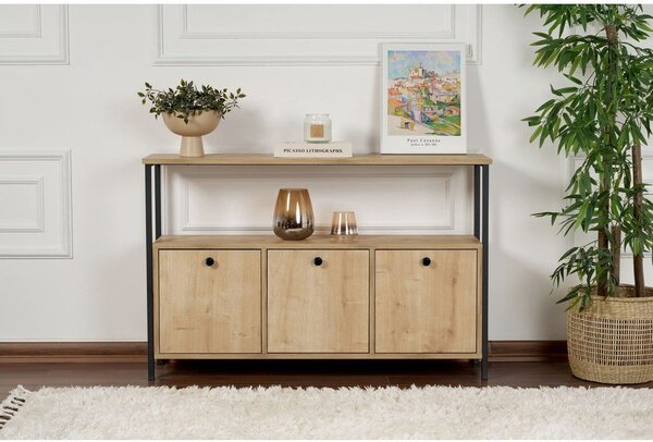 Konzolový stolík v dekore duba v svetlo prírodnej farbe 29,5x120 cm Solace – Kalune Design
