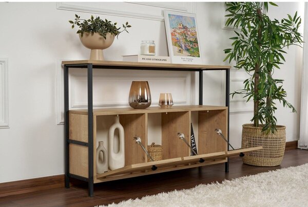 Konzolový stolík v dekore duba v svetlo prírodnej farbe 29,5x120 cm Solace – Kalune Design