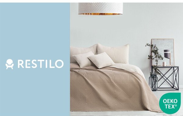 Béžový prešívaný pléd z mikrovlákna 220x240 cm Softa – Restilo