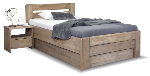 Zvýšená posteľ s úložným priestorom Primátor, masiv buk, 120x200