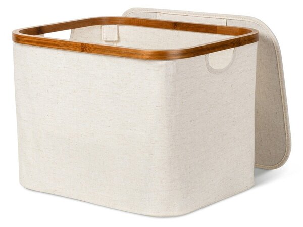 Krémový látkový úložný box s vekom 40,5x33x30 cm Bamboo/Linen – Bigso