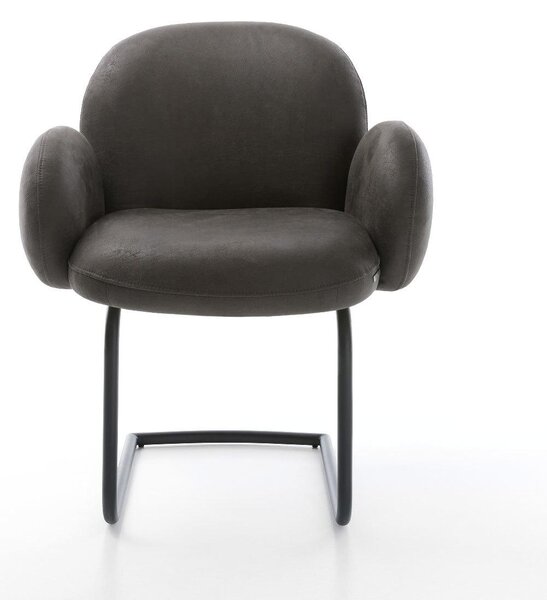 DELIFE Jedálenská stolička Nube-Flex s opierkami mikrovlákno antracit vintage jedálenská stolička okrúhla čierna vrecková pružina