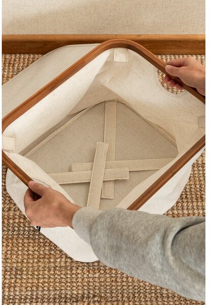 Krémový látkový úložný box s vekom 40,5x33x30 cm Bamboo/Linen – Bigso