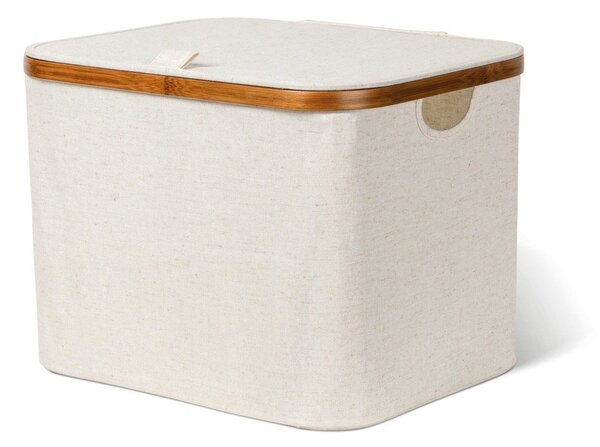Krémový látkový úložný box s vekom 40,5x33x30 cm Bamboo/Linen – Bigso