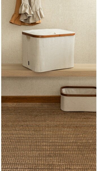 Krémový látkový úložný box s vekom 40,5x33x30 cm Bamboo/Linen – Bigso