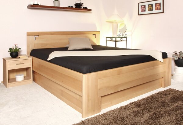Posteľ z masivu s úložným priestorom DELUXE 2, masiv buk