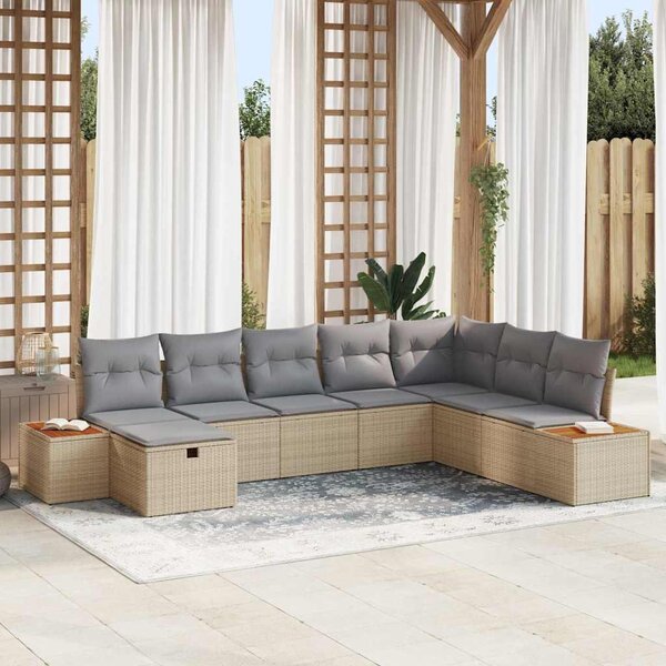 Maison Exclusive - Záhradná súprava s vankúšmi s úložným priestorom Béžová Poly-rattan
