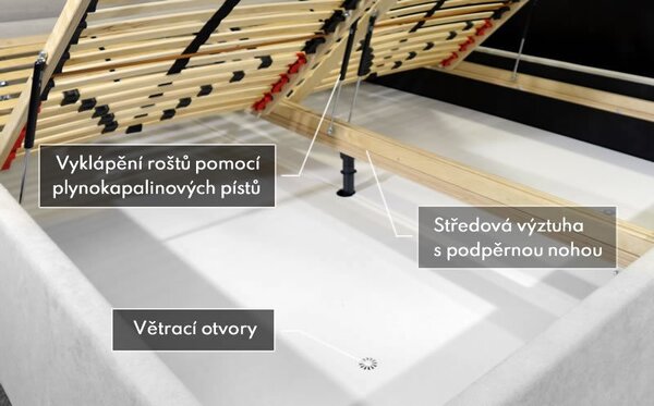 Luxusná čalúnená posteľ BELLATRIX, s úložným priestorom