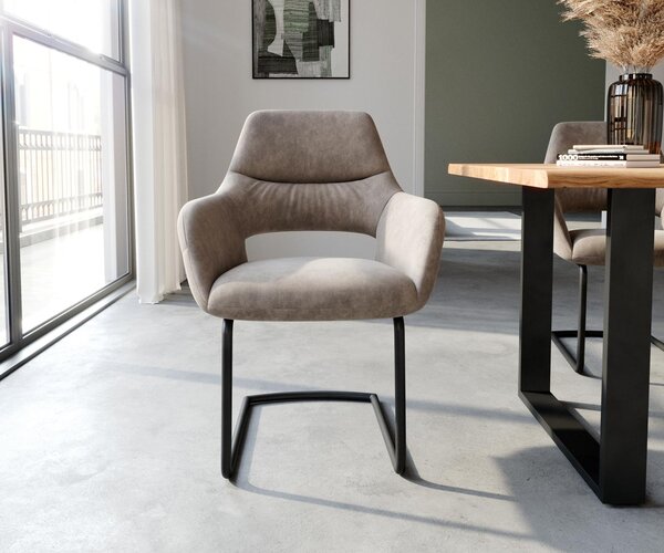 DELIFE Jedálenská stolička Yago-Flex s opierkami mikrovlákno taupe vintage jedálenská stolička okrúhla čierna vrecková pružina