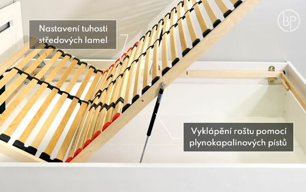 Posteľ s úložným priestorom SENÁTOR 120x200, masív buk, biela