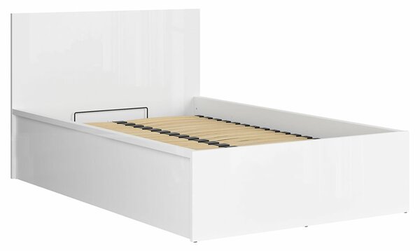 Posteľ jednolôžko s úložným priestorom a roštom TETRIS 120x200, biela lesk