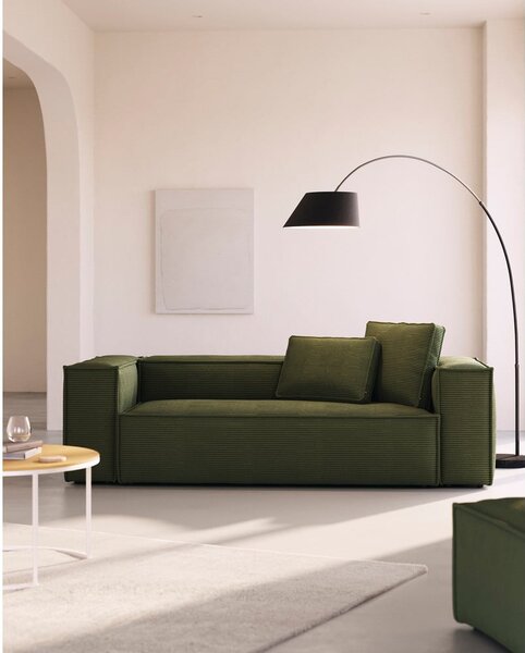 Zelená menčestrová pohovka 240 cm Blok – Kave Home