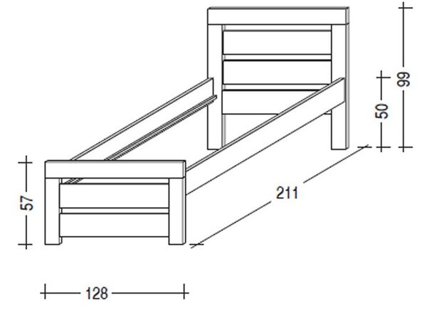 Posteľ z masívu - jednolôžko RHINO I. senior A0545, 120x200, smrek