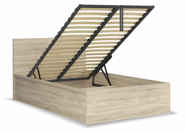 Posteľ jednolôžko s úložným priestorom a roštom TETRIS 140x200, dub sonoma