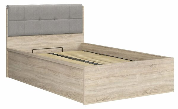 Posteľ jednolôžko s úložným priestorom a roštom TETRIS 120x200, dub sonoma - šedá