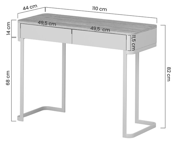 Konzola Elivo 110 cm so zásuvkami na ráme - kašmír / olejovaný dub