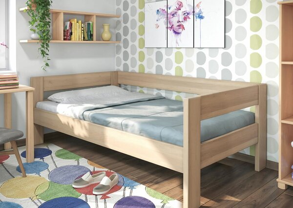 Zvýšená posteľ jednolôžko ELA - S ČELY, 120x200, masív buk