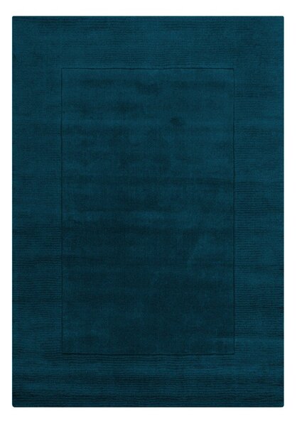 Tmavomodrý ručne tkaný vlnený koberec 160x230 cm Textured Wool Border – Flair Rugs