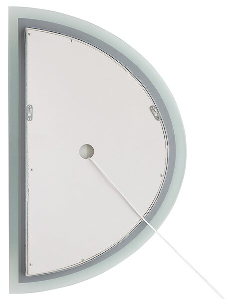 Nástenné kúpeľňové zrkadlo strieborné 49 x 80 cm polkruhové moderné súčasné kozmetické LED zrkadlo