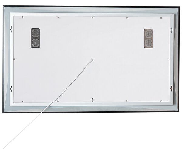 Kúpeľňové nástenné LED zrkadlo strieborné obdĺžnikové 100 x 60 cm s Bluetooth reproduktorom