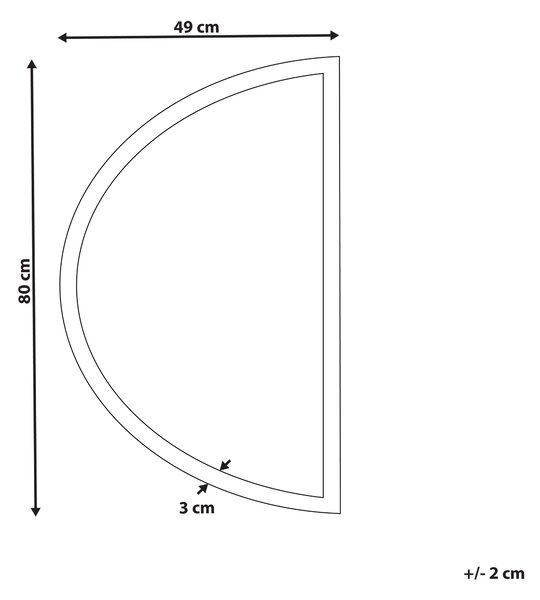 Nástenné kúpeľňové zrkadlo strieborné 49 x 80 cm polkruhové moderné súčasné kozmetické LED zrkadlo