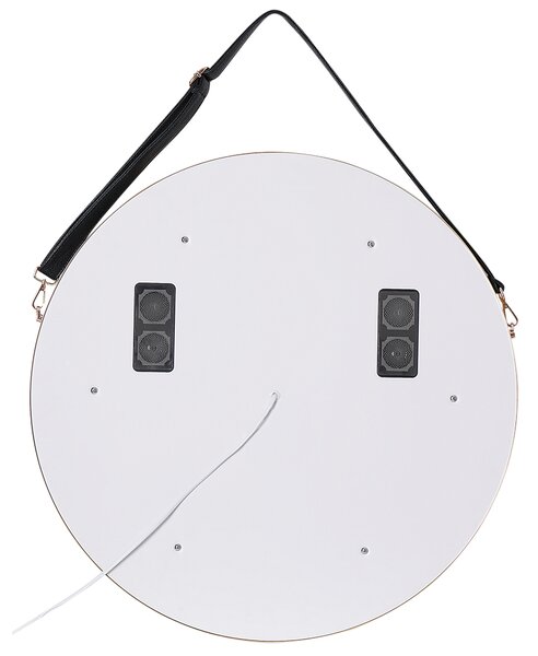 Kúpeľňové nástenné LED zrkadlo zlaté okrúhle 60 x 60 cm s Bluetooth reproduktorom