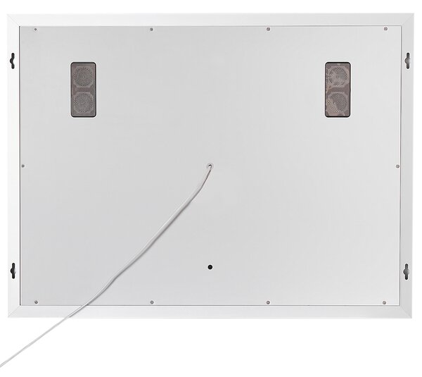 Kúpeľňové nástenné LED zrkadlo strieborné obdĺžnikové 80 x 60 cm s Bluetooth reproduktorom