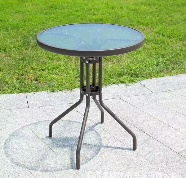 TRENDIE Záhradný stolík so sklom 60 cm okrúhly