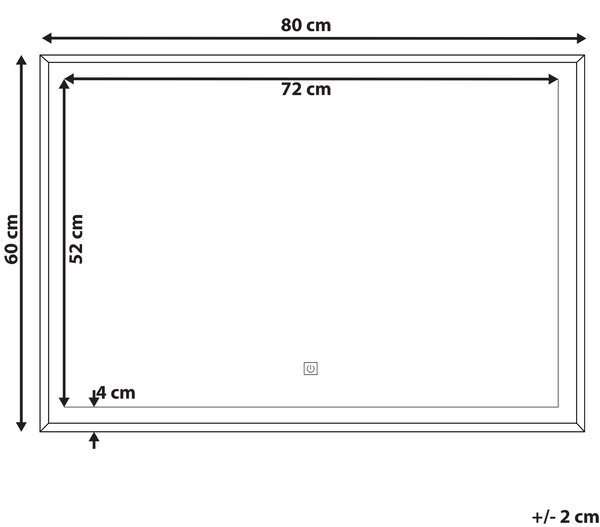 Nástenné závesné LED zrkadlo strieborné 80 x 60 cm obdĺžnikové moderné kúpeľňové