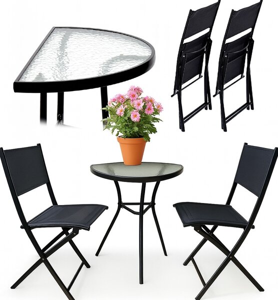 TRENDIE Zostava záhradného nábytku - 2 stoličky a stôl 70cm polovičný