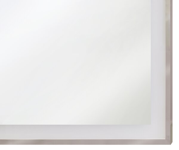 Nástenné závesné LED zrkadlo strieborné 80 x 60 cm obdĺžnikové moderné kúpeľňové