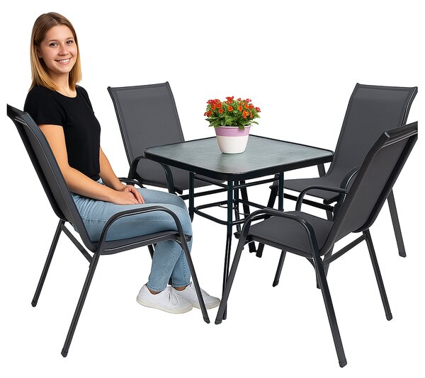 TRENDIE Zostava záhradného nábytku - 4 stoličky a stôl 80x80cm