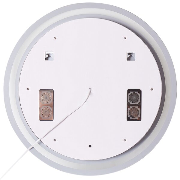 Kúpeľňové nástenné LED zrkadlo strieborné okrúhle 60 x 60 cm s Bluetooth reproduktorom