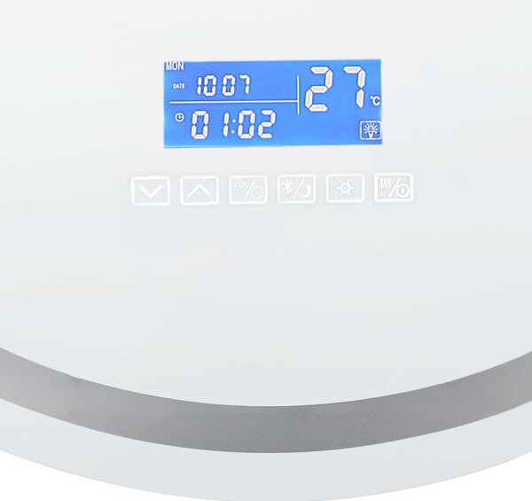 Kúpeľňové nástenné LED zrkadlo strieborné okrúhle 60 x 60 cm s Bluetooth reproduktorom