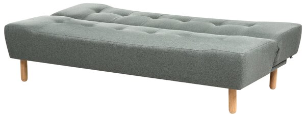 Rozkladacia pohovka zelená látkové čalúnenie nohy zo svetlého dreva 3-miestna škandinávsky štýl obývačka