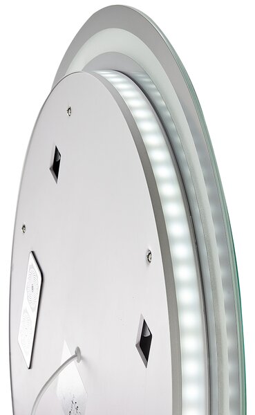 Kúpeľňové nástenné LED zrkadlo strieborné okrúhle 60 x 60 cm s Bluetooth reproduktorom