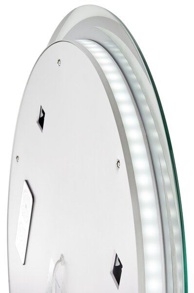 Kúpeľňové nástenné LED zrkadlo strieborné okrúhle 60 x 60 cm s Bluetooth reproduktorom